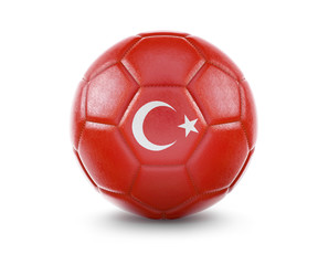 High qualitiy soccer ball with the flag of Turkey rendering.(series)