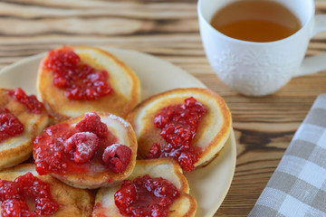 Breakfast of fritters on a plate