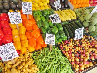 Fruit and vegetable variety at a market