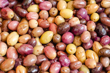 Background of olives close up,