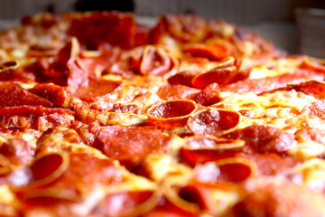 Three Pepperoni Pizza (Close-up)