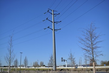 Technology,engineering,modernity and construction progress concept: modern dodecagonal electrical...