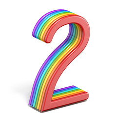 Rainbow font number 2 TWO 3D