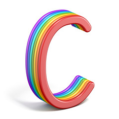 Rainbow font letter C 3D