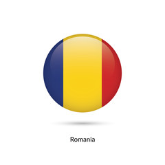 Fototapeta premium Romania flag - round glossy button. Vector Illustration.