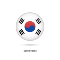 South Korea flag - round glossy button. Vector Illustration.