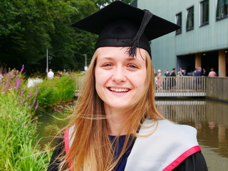 Close up of a student on graduation day