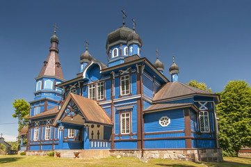 Fototapeta na wymiar Orthodox church in Puchly (Puch-y) village north eastern Poland.