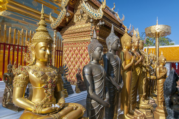Line of Buddhas at Wat Phrathat Doi Suthep Chiang Mai Thailand.