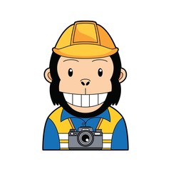cartoon monkey construction with camera