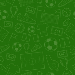 Seamless pattern of football symbols in green colors