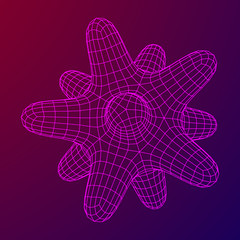 Bacteria virus wireframe mesh model,vector illustration microbe. Bacteria virus or germs microorganism cells under microscope.