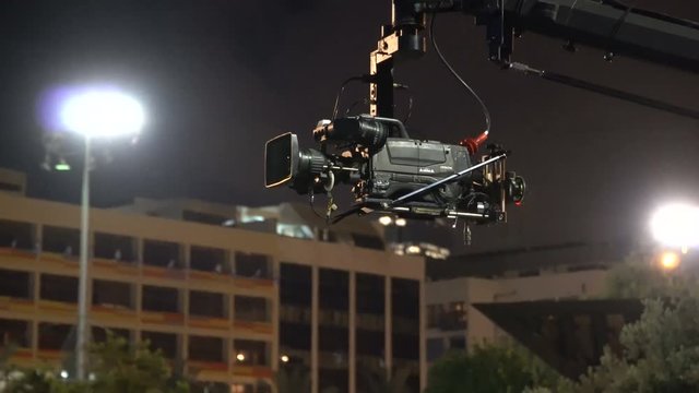 Tv camera broadcasting during live concert