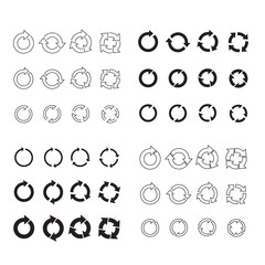 Set of black circle vector arrows. Collection of outline icons