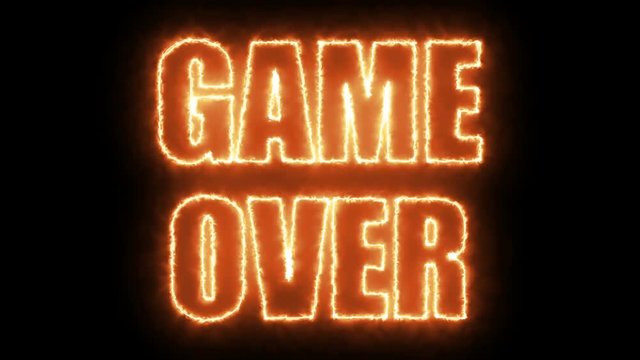 Burning letters of Game over text on black, 3d rendering background, computer generating for gaming