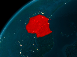 Tanzania at night on Earth