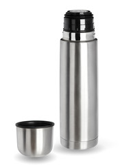 metal thermos isolated on a white background