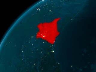 Kenya at night on Earth