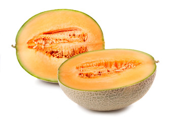 melon's halves isolated on white background