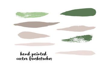 Green Stripes or Lines. Hand Painted Vector Ink Banners. Vintage Logo Stains, Graffiti Doodle. Spring Green Stripes, Hipster Vector Brushstrokes.  Funky Grunge Frame Element, Button or Brushed Banners