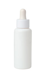 Bottle of cosmetic product on light background