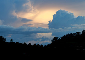 Sunset over a small Mae Rim mountain village near Chiang Mai, Thailand