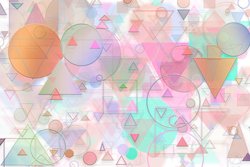 Abstract embossed & random circle, square. Color, paper, decoration & messy.