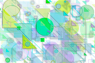 Abstract embossed & random circle, square. Painting, floor, decoration & color.