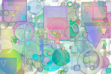 Obraz premium Abstract embossed & random circle, square & rectangle shape. Style, geometric, bubble & graphic.