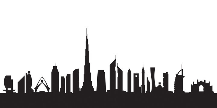 Dubai silhouette by day - vector illustration