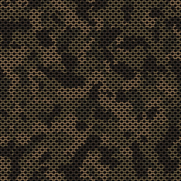 Seamless Subtle Brown Camouflage With Canvas Mesh Military Fashion Pattern Vector