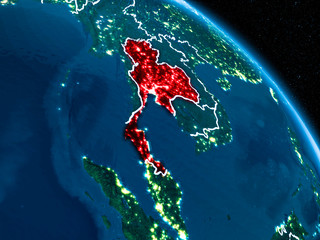 Satellite view of Thailand at night
