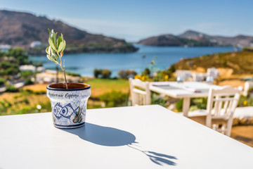 Your table is already reserved at the greek mediterranean sea behind crystal clear blue water and a...