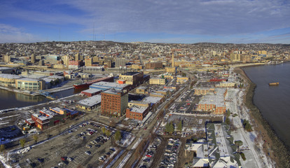 Obraz premium Canal Park in Duluth is a popular place even during Winter