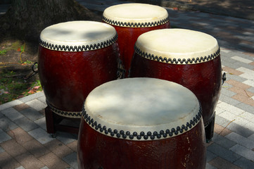 Tokyo,Japan-April 20,2018: Typical Japanese drums or wadaiko

