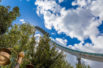 Roller coaster in sunny day in Spain