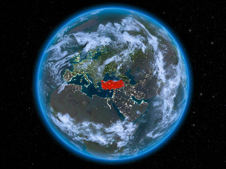 Turkey at night on Earth