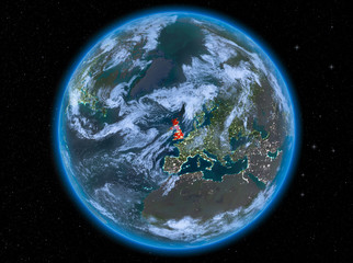 United Kingdom at night on Earth
