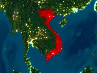 Vietnam in red at night
