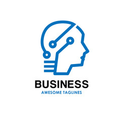 smart human head logo, Digital human vector logo concept , Human head with digital technology logo