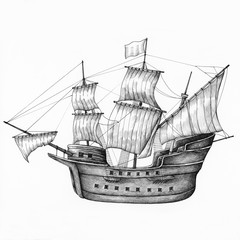 Hand drawn sailboat isolated on background © Rawpixel.com