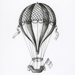 Hand drawn hot air balloon isolated on background © Rawpixel.com
