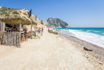 kos island kavo paradiso beach on the kefalos peninsula, magical blue water of the aegean sea in greece
