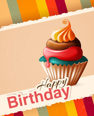 birthday card with cupcake and text