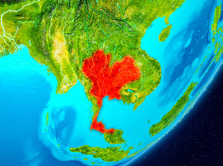 Orbit view of Thailand in red