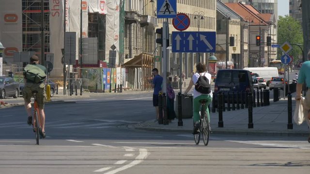 Riding bikes on a street 