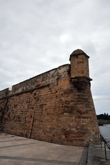Ancient fortress walls of the Spanish maritime city of Cadiz.