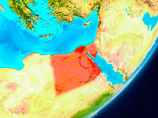 Orbit view of Egypt in red