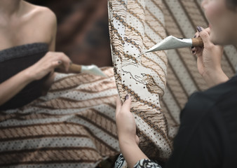 
Batik painting tradition in Java. Batik Indonesia pattern, symbol and clohting has become a world heritage by UNESCO in 2009.