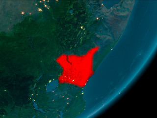 Kenya from space at night
